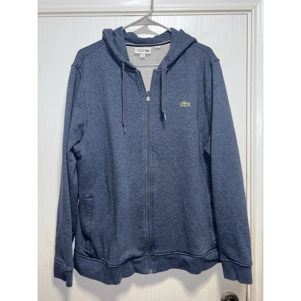 Lacoste Sport Hoodie Sweatshirt Mens 3XL Full Zip Blue Croc Logo Jacket FR 8